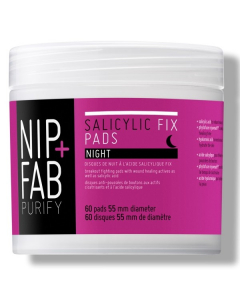 NIP+FAB Naktiniai valomieji padeliai veidui su salicilo rūgštimi Salicylic Fix Pads 60 vnt.