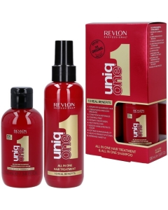 Uniq One plaukų priežiūros rinkinys: regeneruojamoji priemonė 150 ml + šampūnas 100 ml