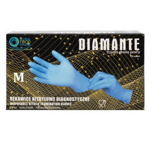 DIAMANTE vienkartinės nitrilo pirštinės be pudros 100 vnt. mėlynos