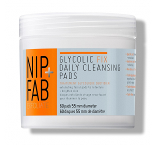 NIP+FAB Valomieji padeliai veidui su glikolio rūgštimi Glycolic Fix Daily Cleansing 60 vnt.